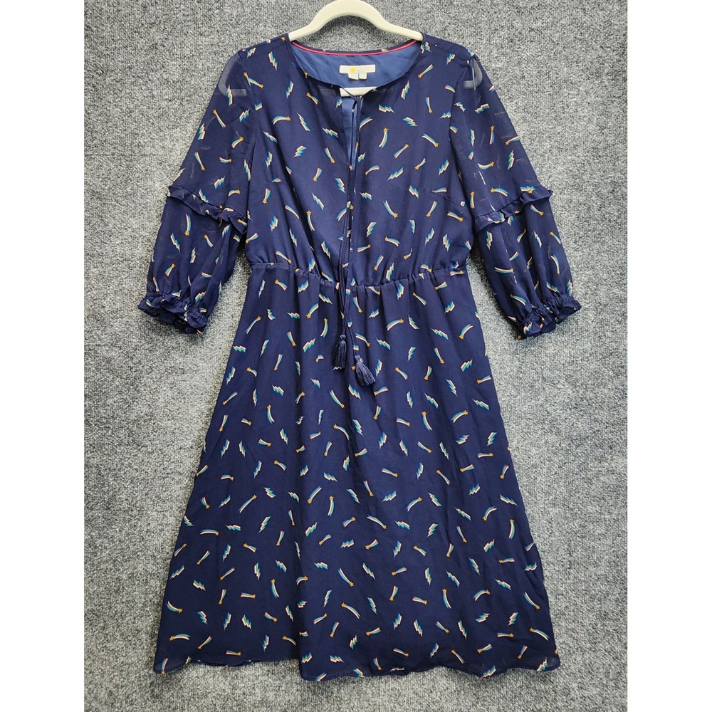 Boden Shooting Star Rainbow Lightning Tassel Ruffle Boho Midi Dress US 6R - Picture 8 of 8
